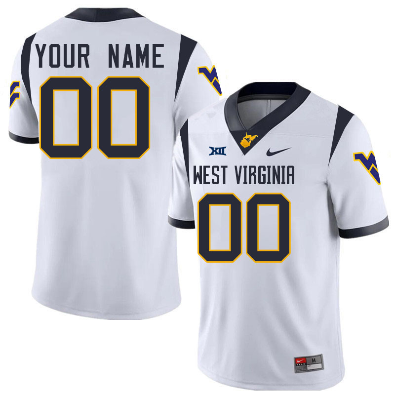 Custom West Virginia Mountaineers Name And Number Football Jersey-White